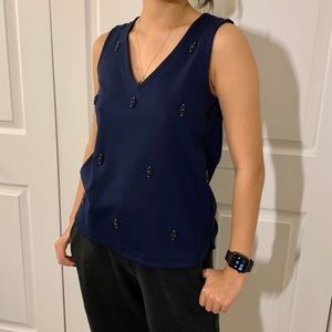 Madewell dark blue beaded tank, S